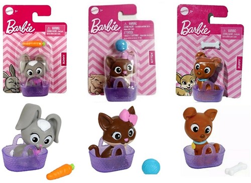 Mattel Barbie Minifiguras Pets 3 surtido 8x11,5cm