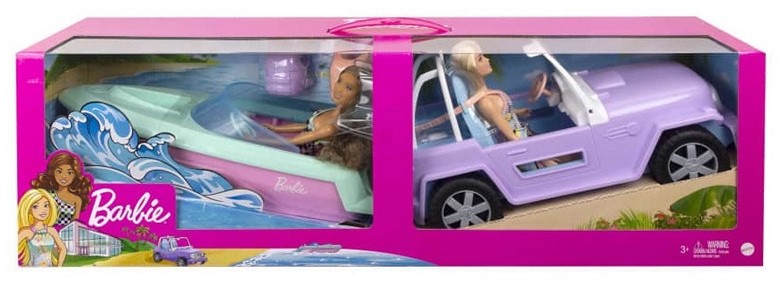 Pack Barbie Avec Jeep, Bateau Et 2 Poupées - Neuf, Boîte Légèrement Abîmée, Mattel 2020