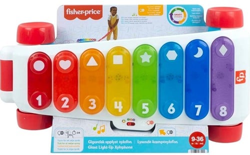 Fisher-Price Elektronisch speelgoed Muziekinstrument Xylofoon met licht en geluid 26,5x49cm (Taal: SE, DK, FI, NO, UK))