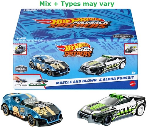 Hot Wheels Pull-Back Speeders 2-Pack 1:43 Die-Cast assorti 11x13,5cm