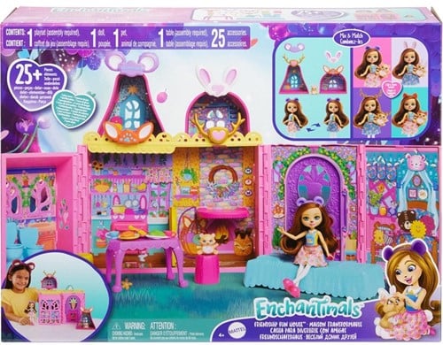 Enchantimals Coffret de jeu avec accessoires pour poupées Maison pleine d'amis heureux 33x43cm