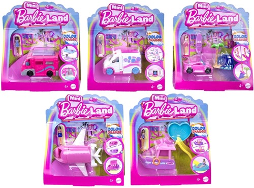 Mini Barbie Land Speelset Pop met voertuig Color Change 14x15cm assortie in display (6)-2