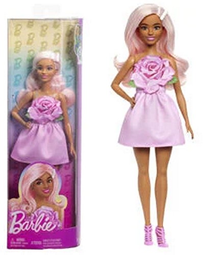 Bambola Mattel Barbie Fashionistas con vestito e capelli rosa 10,5x32,5 cm