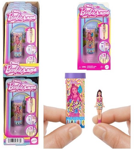Mini Barbie Land Mini Muñeca 4cm Color Reveal Doll 7,5x15cm surtido en expositor (10)