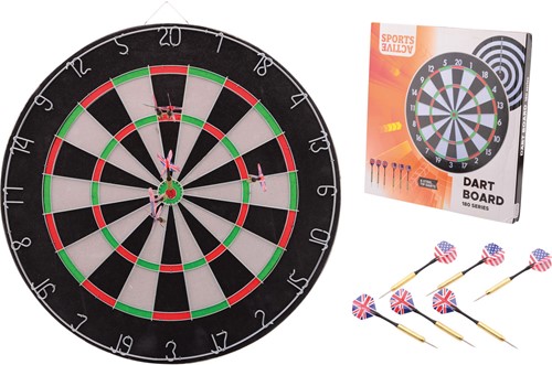 Sports Active Dartbord, 45x2 cm met 6 darts in doos