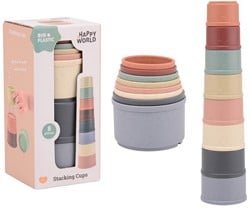 Happy World bio plastic stacking cups 8.5x8.5x18cm