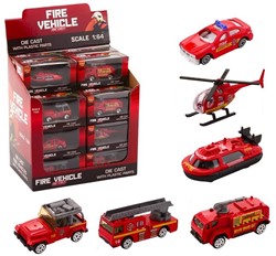 Vehículos de bomberos 1:64 en pantalla 6 surtidos 12x5x6,3cm