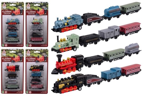 Locomotiva Die-Cast play set pull-back 4 pezzi 11x2,5x22cm