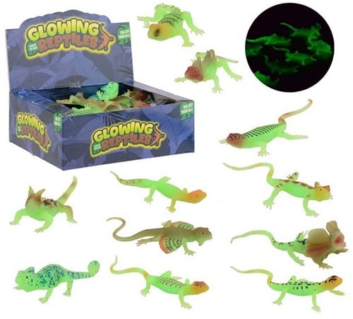 Glow in the dark reptielen in display 15x7,5x2cm