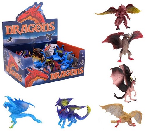 Dragons en présentoir ± 12cm