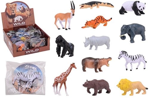 Animal World Wilde Dieren 9x2x9cm 12 assorti in display (36)