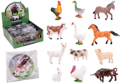 Animal World Boerderijdieren 9x2x9cm 12 assorti in display (36)