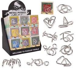 Brainteaser Metallpuzzle 9 sortiert im Display 7,5x7,5cm 