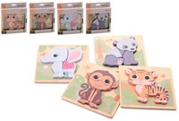 Jouéco® - The Wildies Family Houten Puzzel 4 assorti 15x2x18,5cm