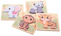 Jouéco® - The Wildies Family Houten Puzzel 4 assorti 15x2x18,5cm-2