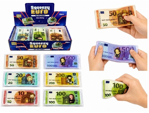 Squeeze Euro Money 15,5x7x1cm 36 gram assortitis in display (12) (Air-Freight)