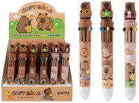 Capybara Bolígrafo de 10 colores 15cm 3 surtidos en expositor (36)