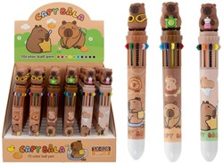 Capybara Bolígrafo de 10 colores 15cm 3 surtidos en expositor (36)
