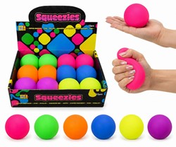 Squeeze ball 7cm. 86gr. neon, 6 assorti kleur in display (12) (Air-Freight)