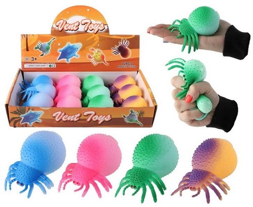 Squeeze spin 9cm 62gr. met poeder 4 assorti in display (12)