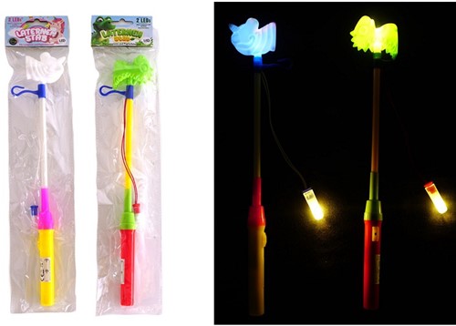 Lampion stok met 2 LED lampjes 2 assorti 36cm