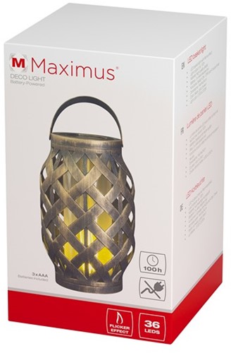 Maximus Deco LED Lantaarn + Timer 15x24cm (Incl. 3x AAA Batterijen)
