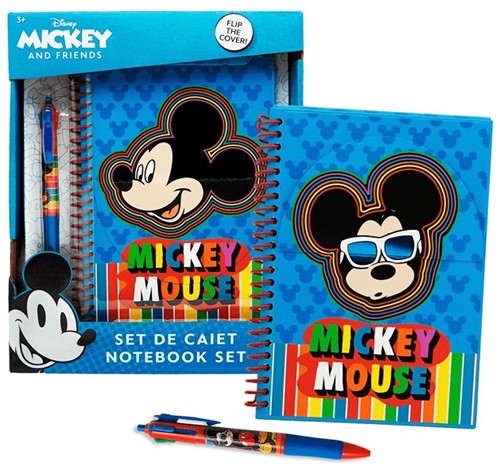 Disney Mickey Mouse Notitieboek Set + 4 Kleurenpen 22,5x28cm