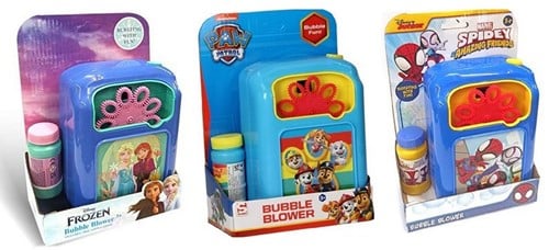 Paw Patrol, Disney Frozen, Marvel Spidey Bubble Blower 3 assorti 15,5x21,5cm
