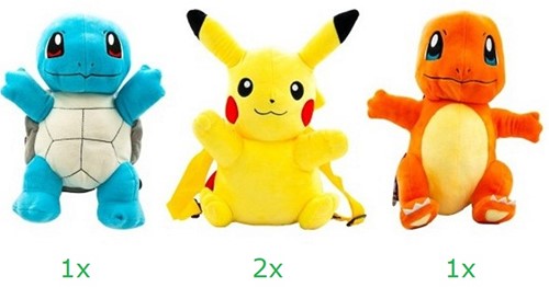 Pokemon Zaino di peluche 3 assortiti 35cm