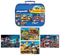 Schmidt Playmobil Puzzle-Box 2 x 60, 2 x 100 delig in metalen koffer 21x27,5cm