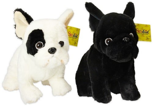 Sunkid Pluche Bulldog Zwart / Wit  2 assorti 35cm