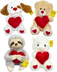 Plush animals with heart assorted 25cm