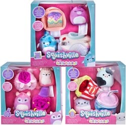 Squishmallows Squishville Mini Speelset met toebehoren 3 assorti 18,5x19cm