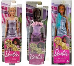 Barbie Bambola con vestito glitterato 3 pezzi assortiti 10x32,5 cm