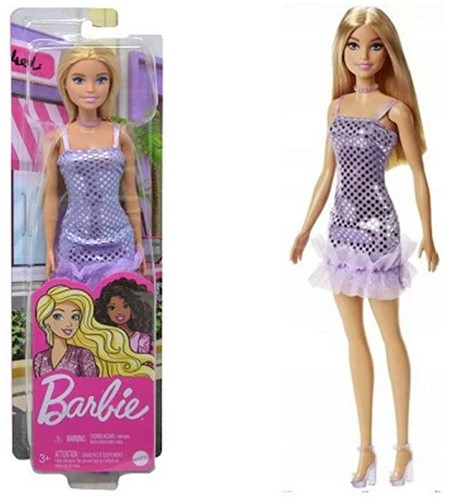 Barbie Bambola con vestito glitterato 2 assortiti 10x32,5 cm-2