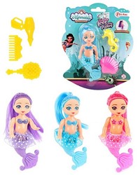 MERMAIDS Bambola sirena 12cm con 2 pettini 3 assortiti