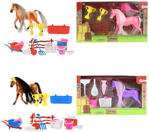 Little Horse met accessoires 4 assorti 11x20cm