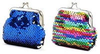 Porte-monnaie clip Retro à sequins 9x9cm 6 assortis en présentoir (24)-3