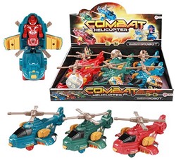 Helicóptero de combate Robot + fricción 3 surtidos en display (6) 12x17cm 
