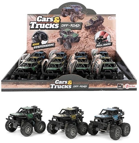 CARS&TRUCKS Monster truck 6,5x8cm pull back 3 assorti in display (12)
