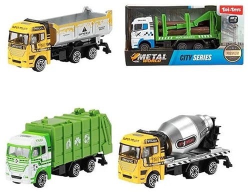 METAL Vrachtauto Schaalmodel metaal 4 assorti 7,5x15cm