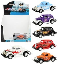 Die Cast Car Hot Rod Pullback 4 assortis en affichage 6,5x14cm