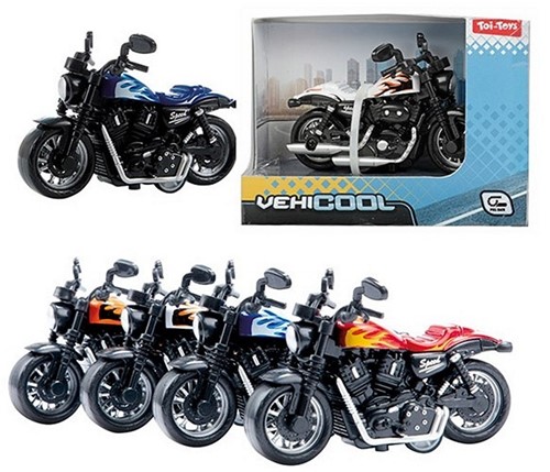 VEHICOOL Motorcycle Scale Model "Chopper" Pullback 1:36 4 Assorted 9x11,5cm