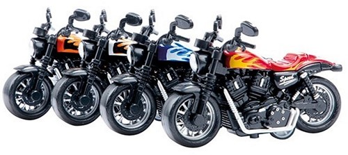 VEHICOOL Motorcycle Scale Model "Chopper" Pullback 1:36 4 Assorted 9x11,5cm-3