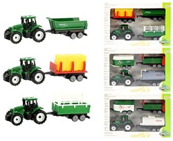 TRACTOR Trattore 7cm con 3 rimorchi 4 assortiti 14x21cm