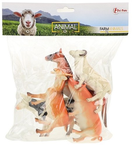 ANIMAL WORLD Animales de granja Deluxe 13-15cm una bolsa de 5 piezas  22,5x28cm-2