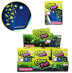 GLOW N FUN Glow in the Dark adesivi decorativi Dino 9x12cm in display (24)