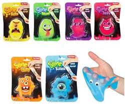 SLIME Schleimmonster einfarbig mit Augen 6-fach sortiert 18x12,5cm