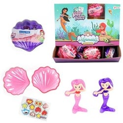 MERMAIDS Shell filled with mermaid + stickers 4 assorted in display 7x7cm