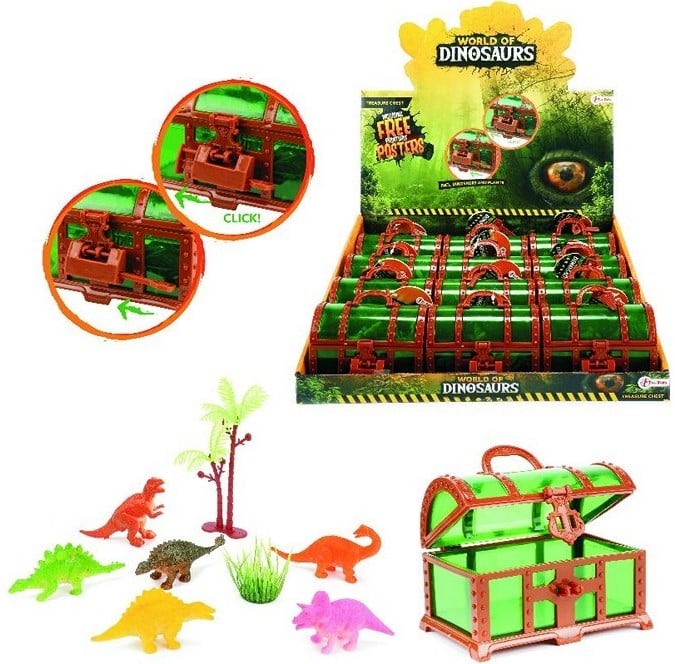 WORLD OF DINOSAURS Spielset 8-teilig in Schatztruhe 7x12cm im display (12)